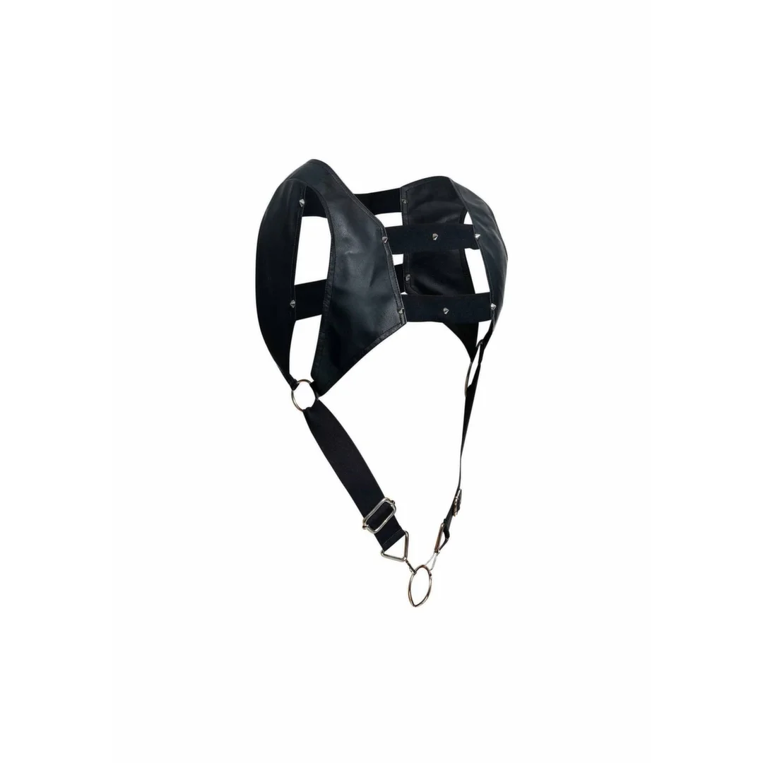 Dngeon Top Cockring Harness skorzany uprząż z pierścieniem, czarny