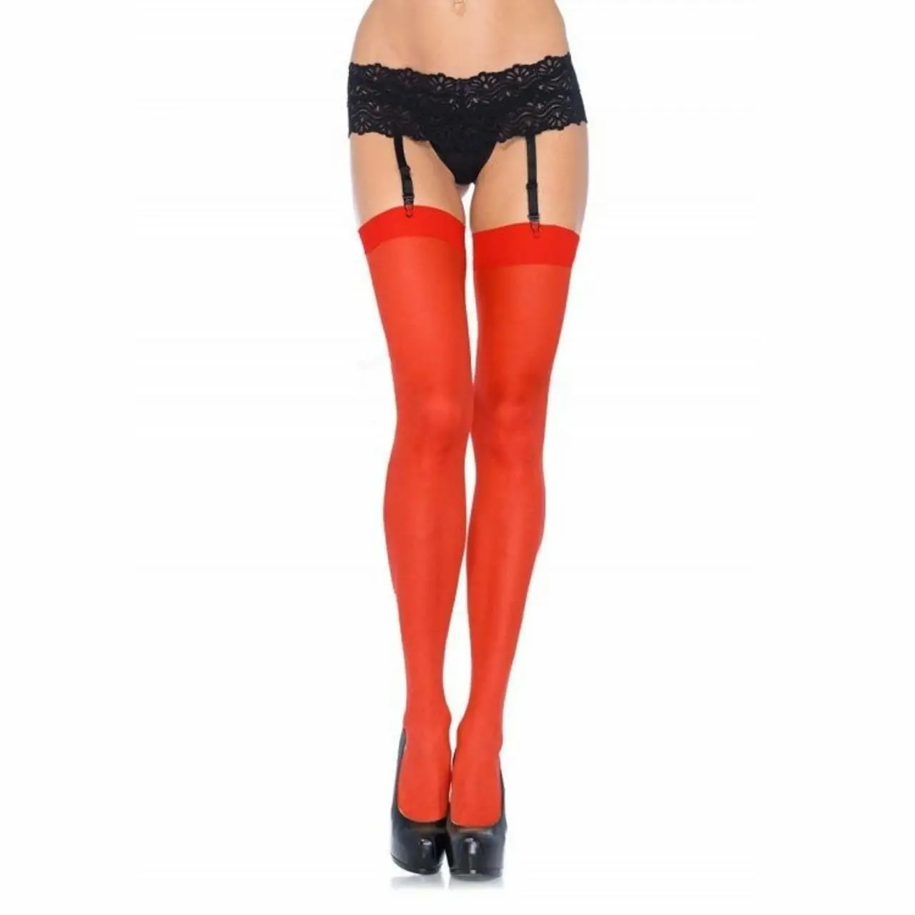 Leg Avenue Pończochy Czerwone 100% Nylon Uniwersalny Rozmiar