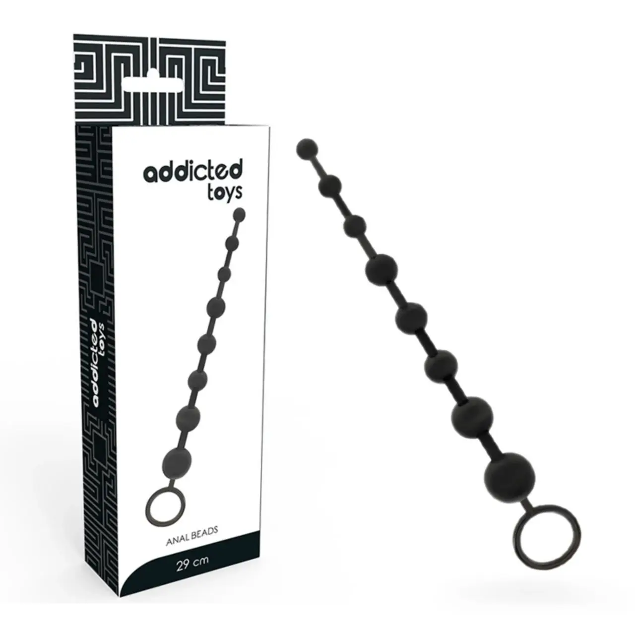 Addicted Toys koraliki intymne 29 cm czarne - elastyczny łańcuszek TPR