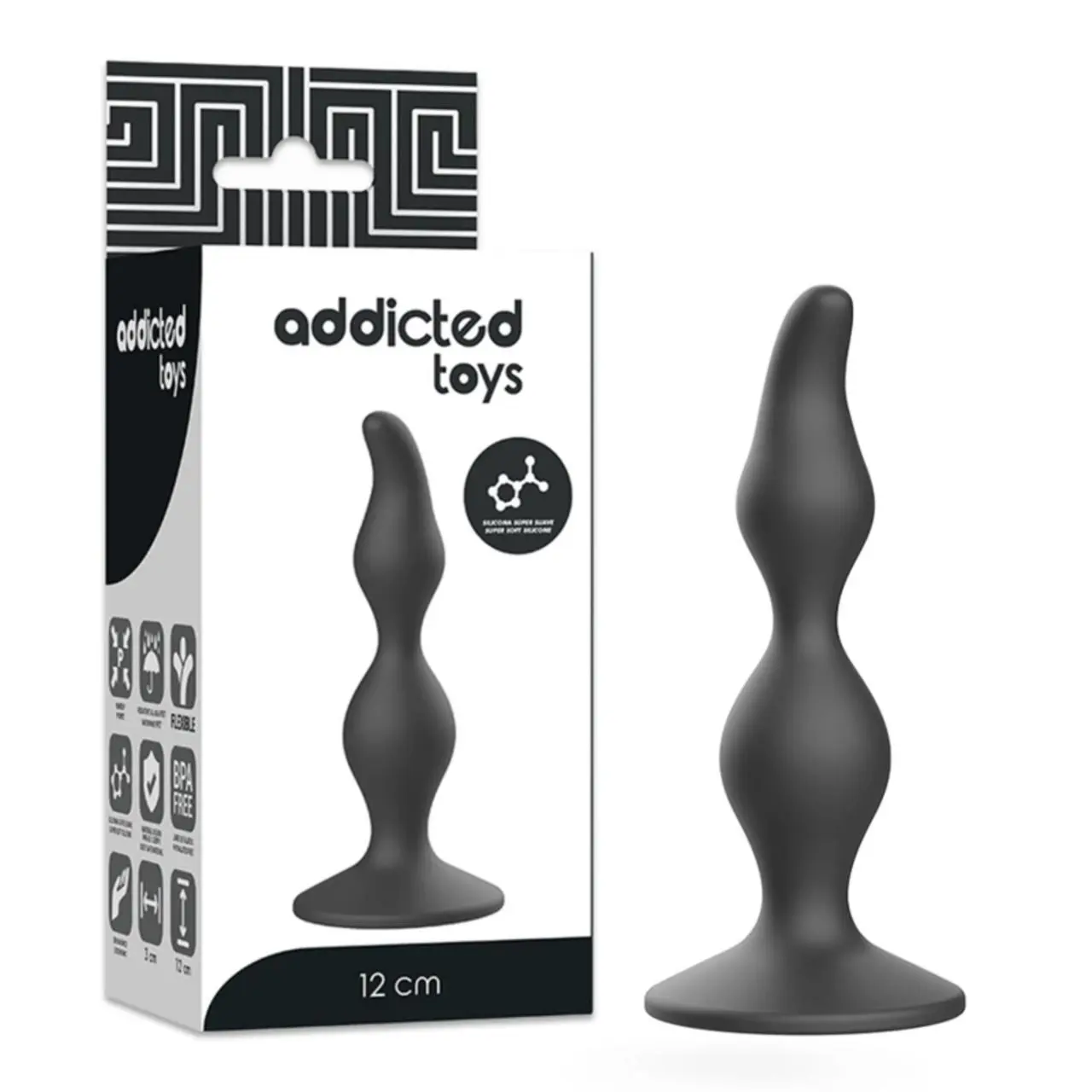 Addicted Toys Korek Analny 12 cm Czarny Silikonowy z Szeroką Podstawą