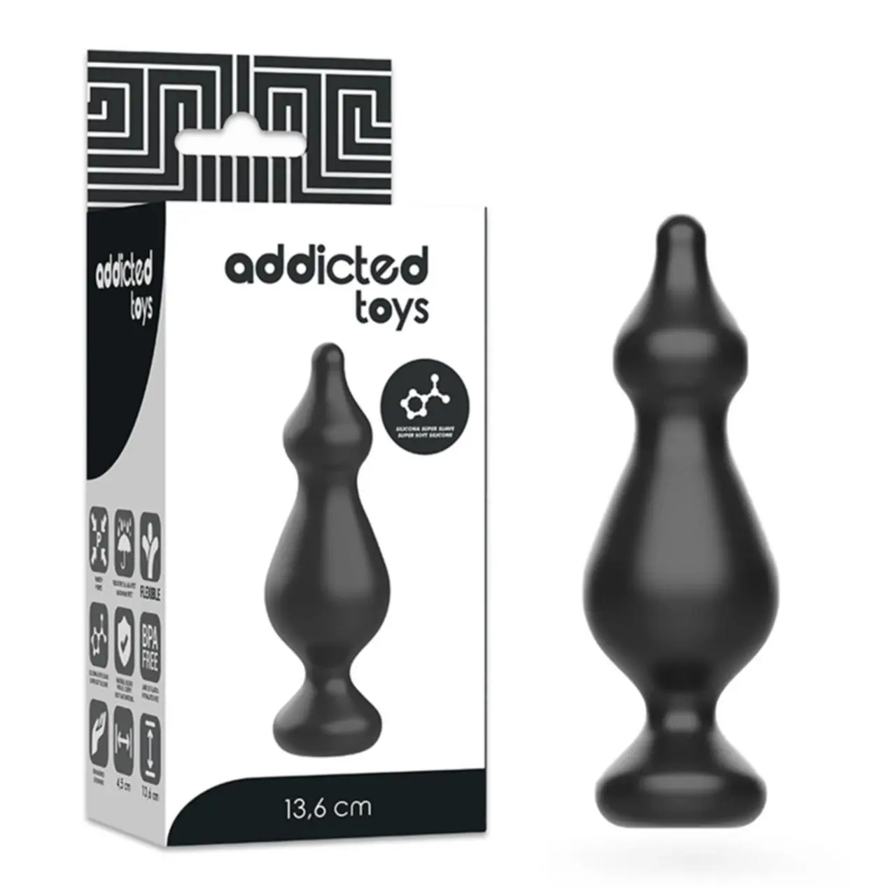 Addicted Toys Korek Analny 13,6 cm Czarny Silikon Medyczny