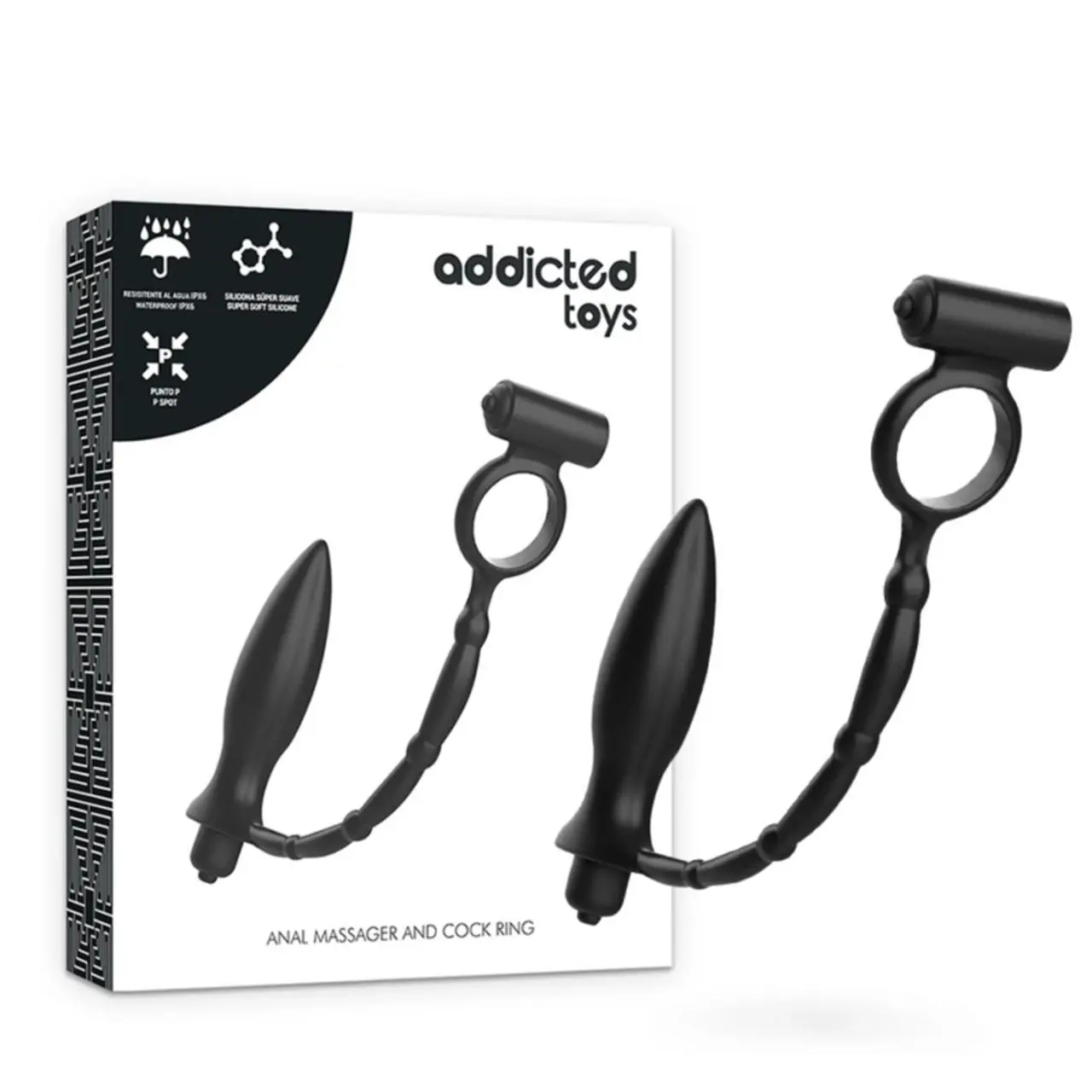 Addicted Toys wtyczka anatomiczna z pierścieniem i funkcją wibracji, czarna