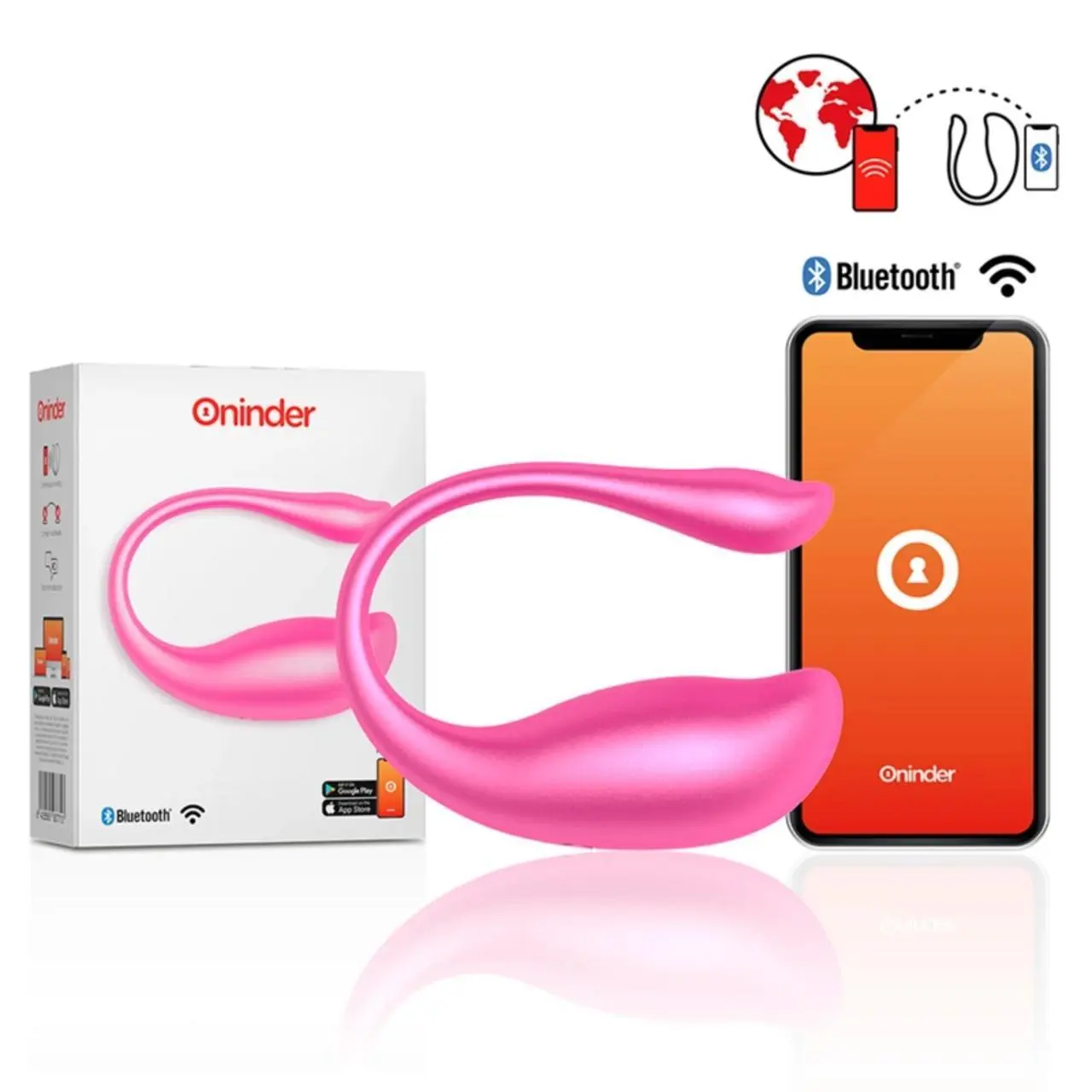 ONINDER Nairobi - Jajeczko sterowane aplikacją, rożowe, IPX7, Bluetooth