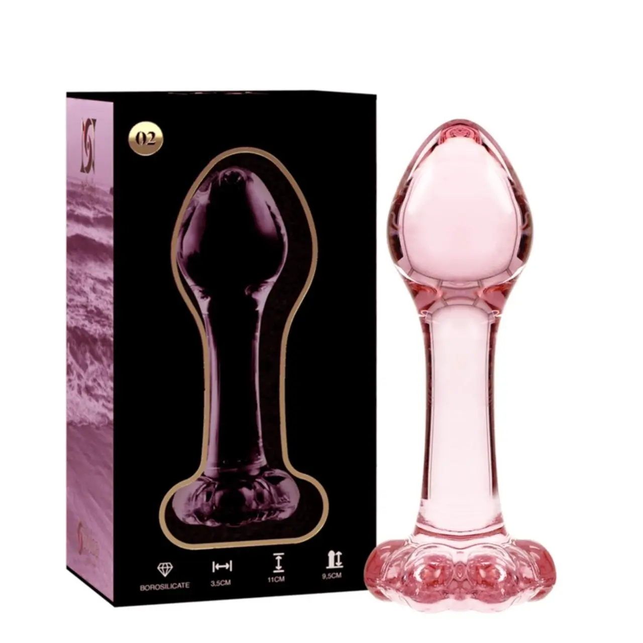Ibiza Nebula Series Model 2 Szklany korek anatomiczny rożowy 11 cm
