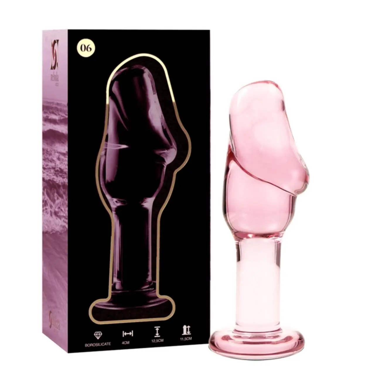 Ibiza Nebula Series Model 6 szklany korek anatomiczny rożowy 12,5 cm