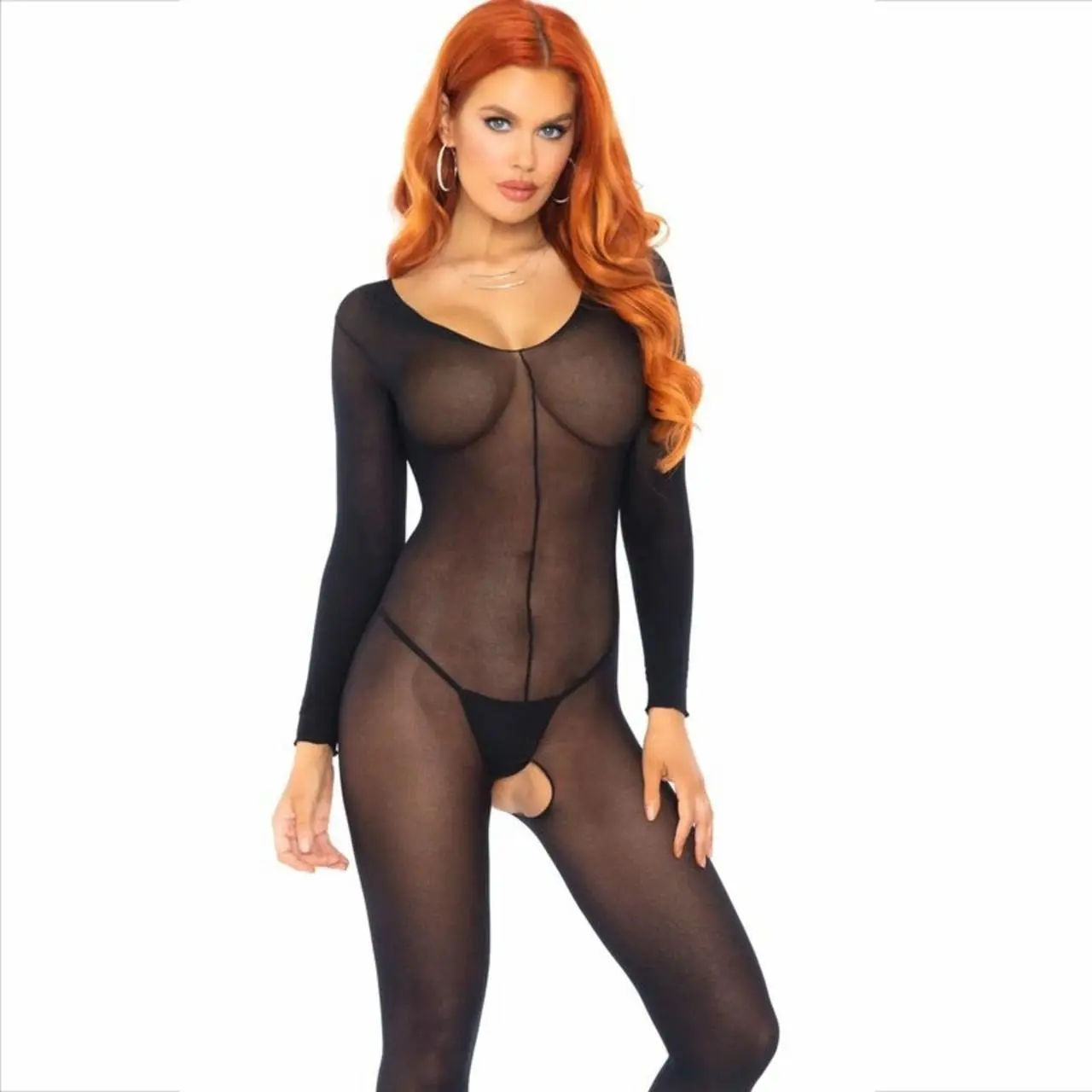 Leg Avenue Bodystocking czarny z długim rękawem, uniwersalny rozmiar