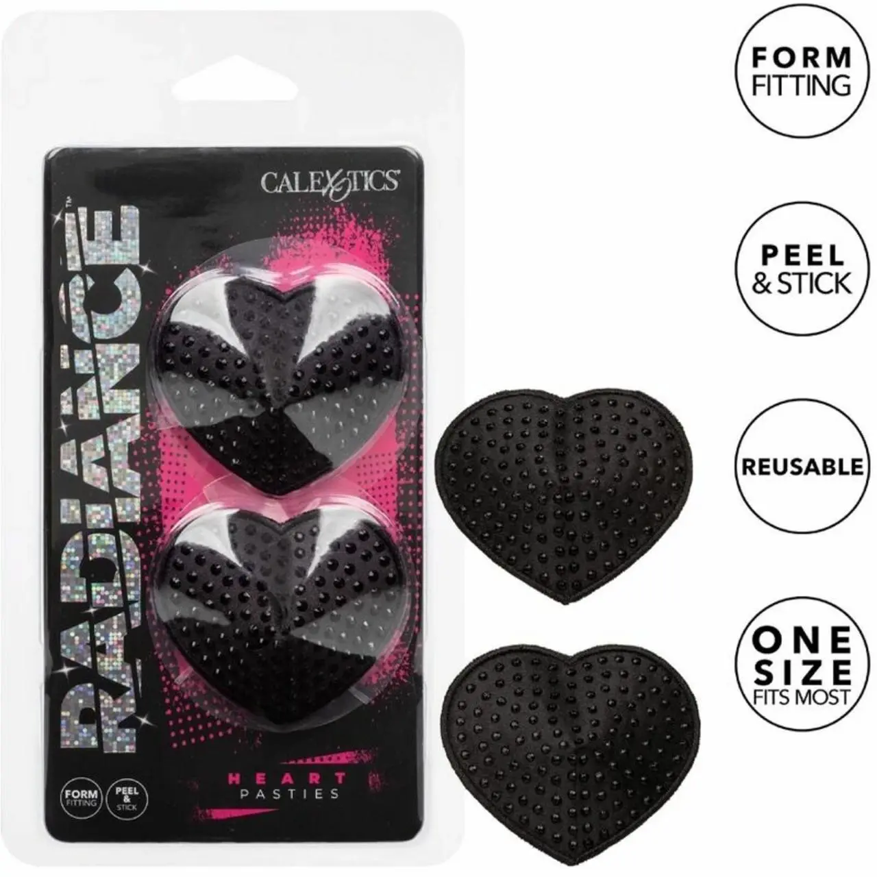 CalExotics Radiance osłony na biust, serca, wielokrotnego użytku, srebrne