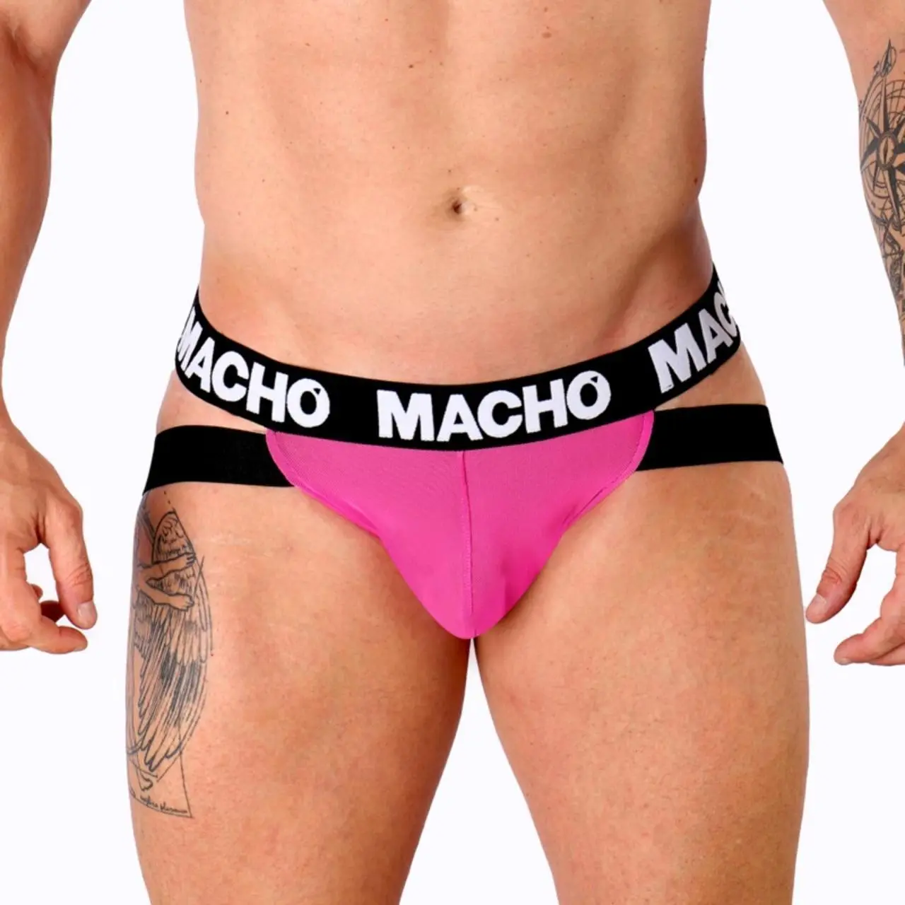 Macho MX28FR Jockstrap rożowy neonowy L - elastyczny anatomiczny kroj