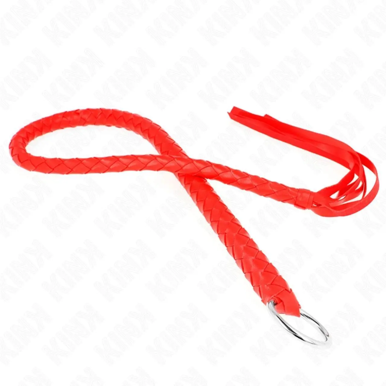 KINK Snake Whip 65cm czerwony pierścień - skorzany bat z ergonomicznym uchwytem