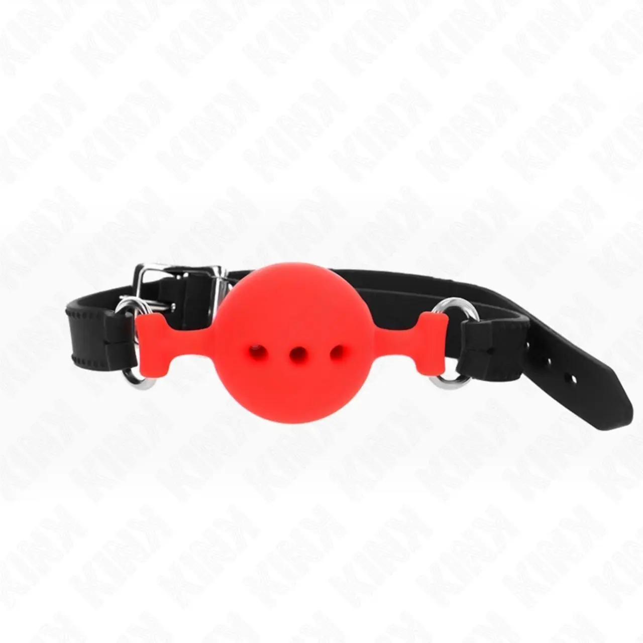 KINK Pełny silikonowy knebel z kulką 4,5 cm M czerwony, regulacja 35-51 cm