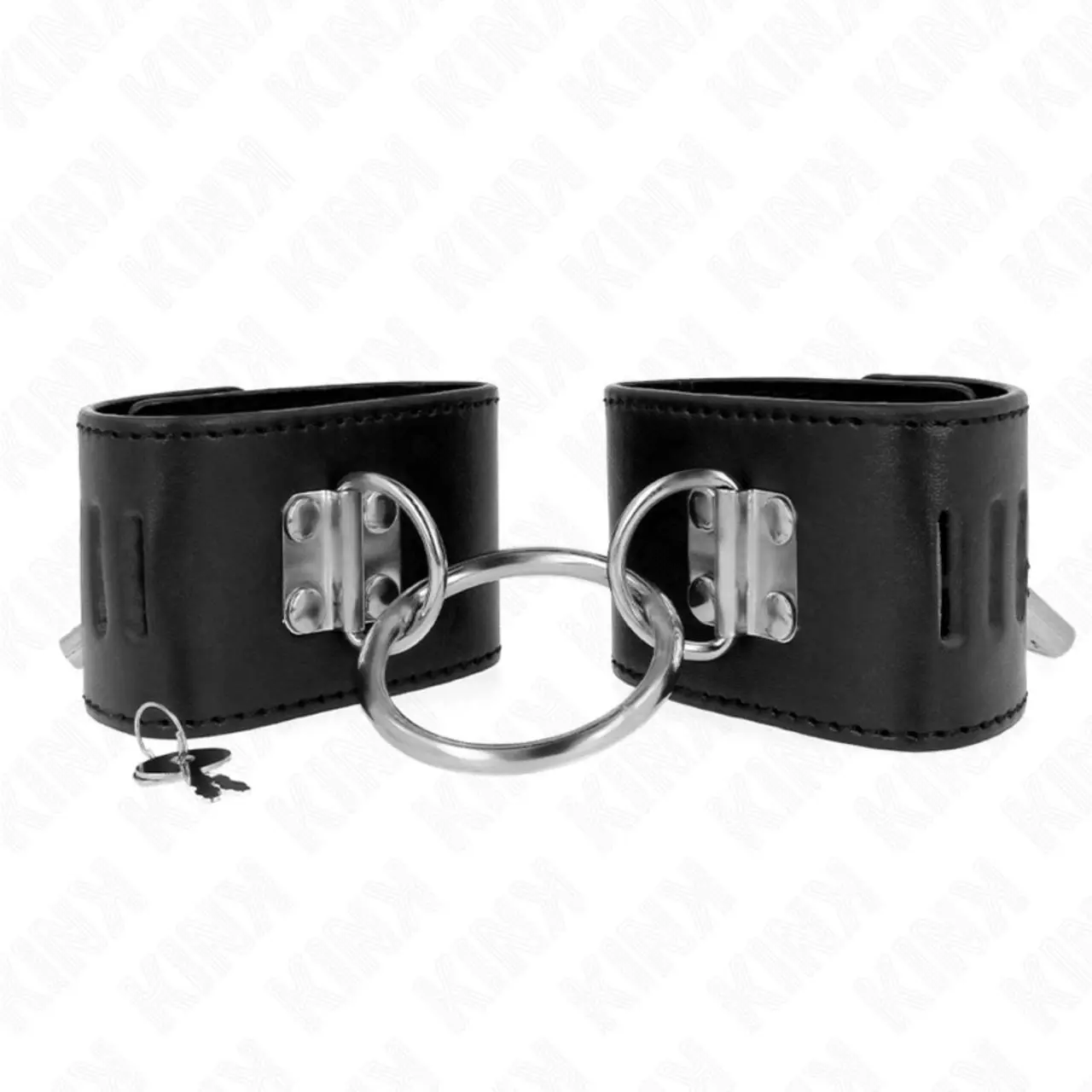 KINK Stalowe Obejmy Nadgarstkowe z Zamknięciem i Kłodką, Czarny, 16-23 cm