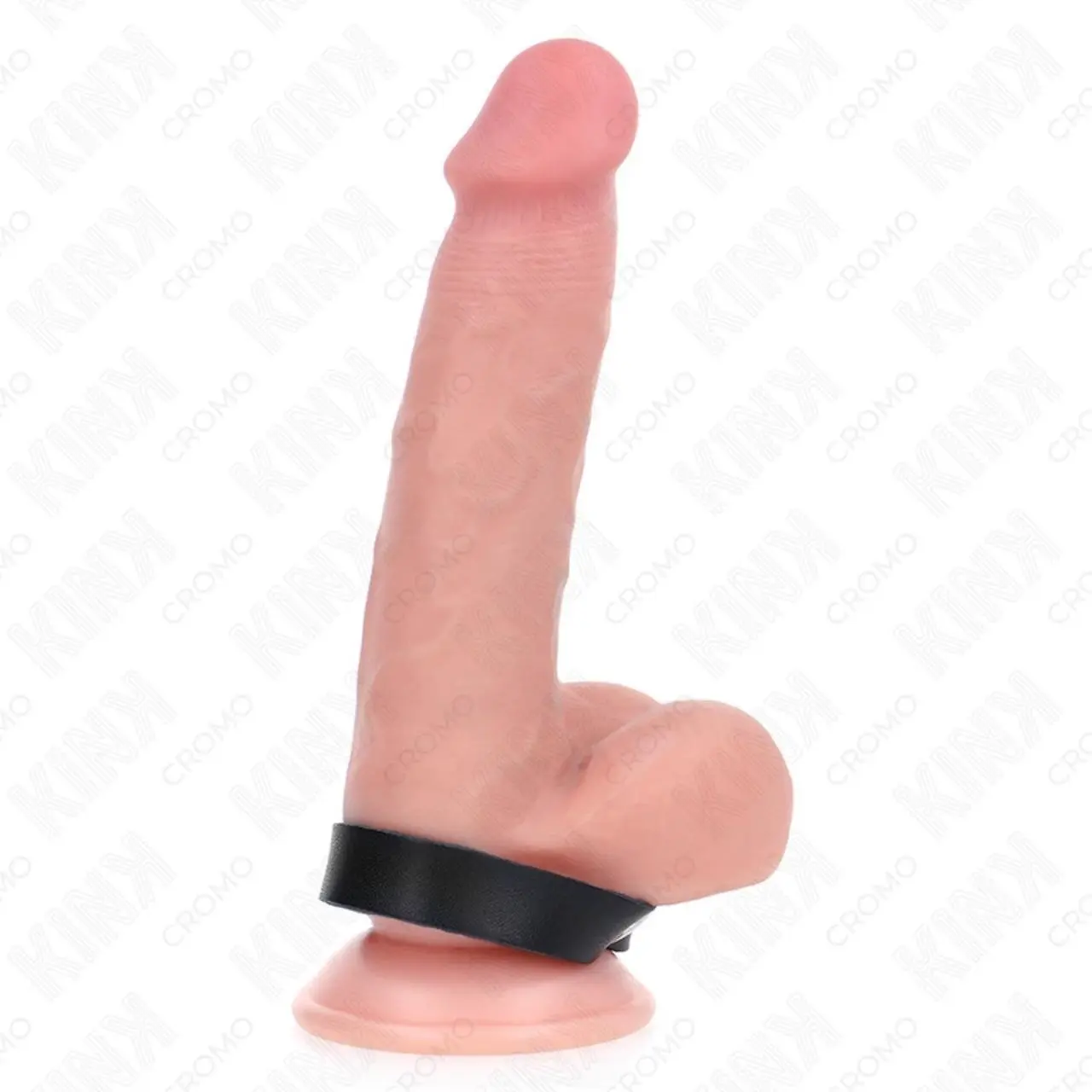 KINK Skorzany pierścień z zapięciem ciśnieniowym 21,5x1,5 cm czarny