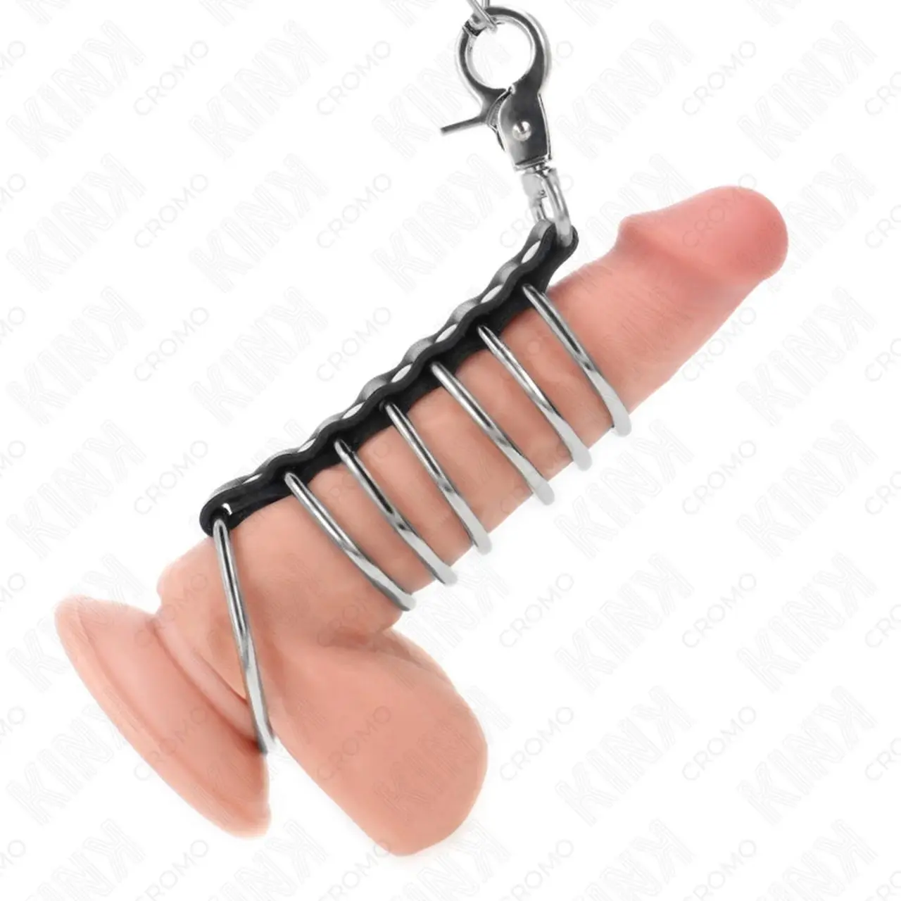 KINK Zestaw 7 metalowych pierścieni 3,8-5 cm na łańcuchu 100 cm