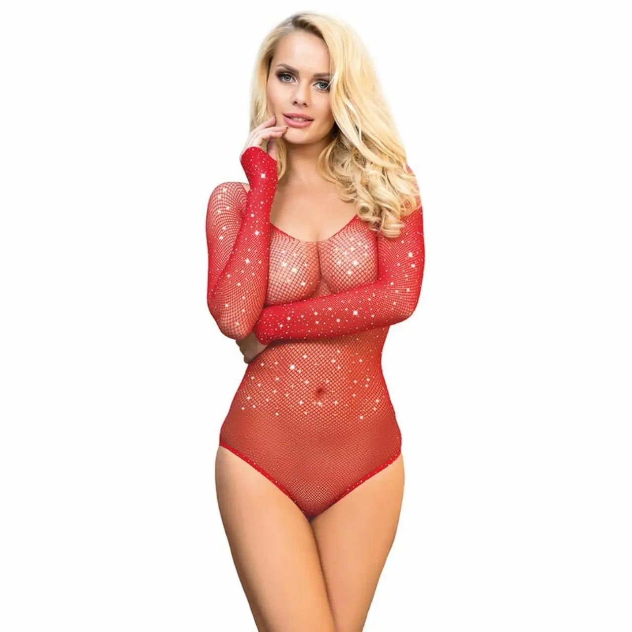 Subblime 952303 Body damskie z połyskiem, odkryte ramiona, czerwone, uniwersalne