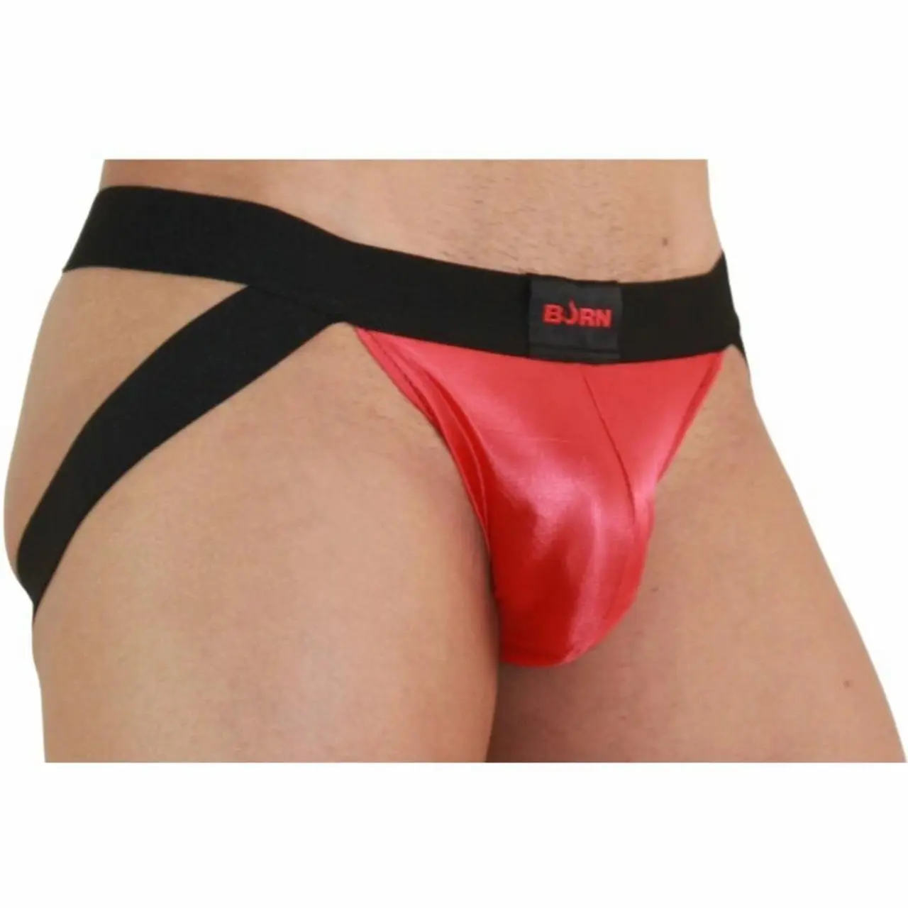BURN 010 Jockstrap czerwony/czarny L - designerski pas biodrowy