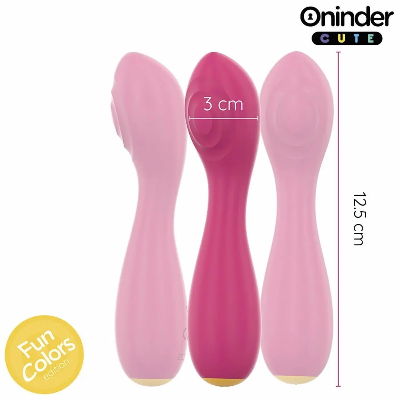 Oninder Cute Master - Wibrująca maszyna intymna G z aplikacją, rożowo-żołta 12,5 cm