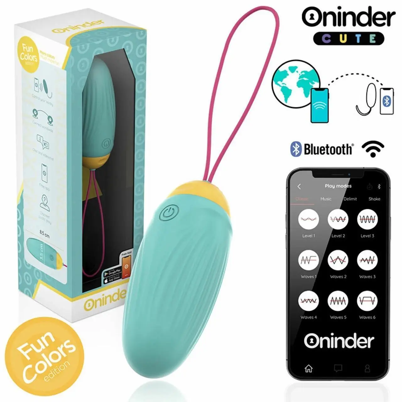 ONINDER CUTE Silikonowe Jajko Wibracyjne Sterowane Aplikacją Bluetooth IPX7