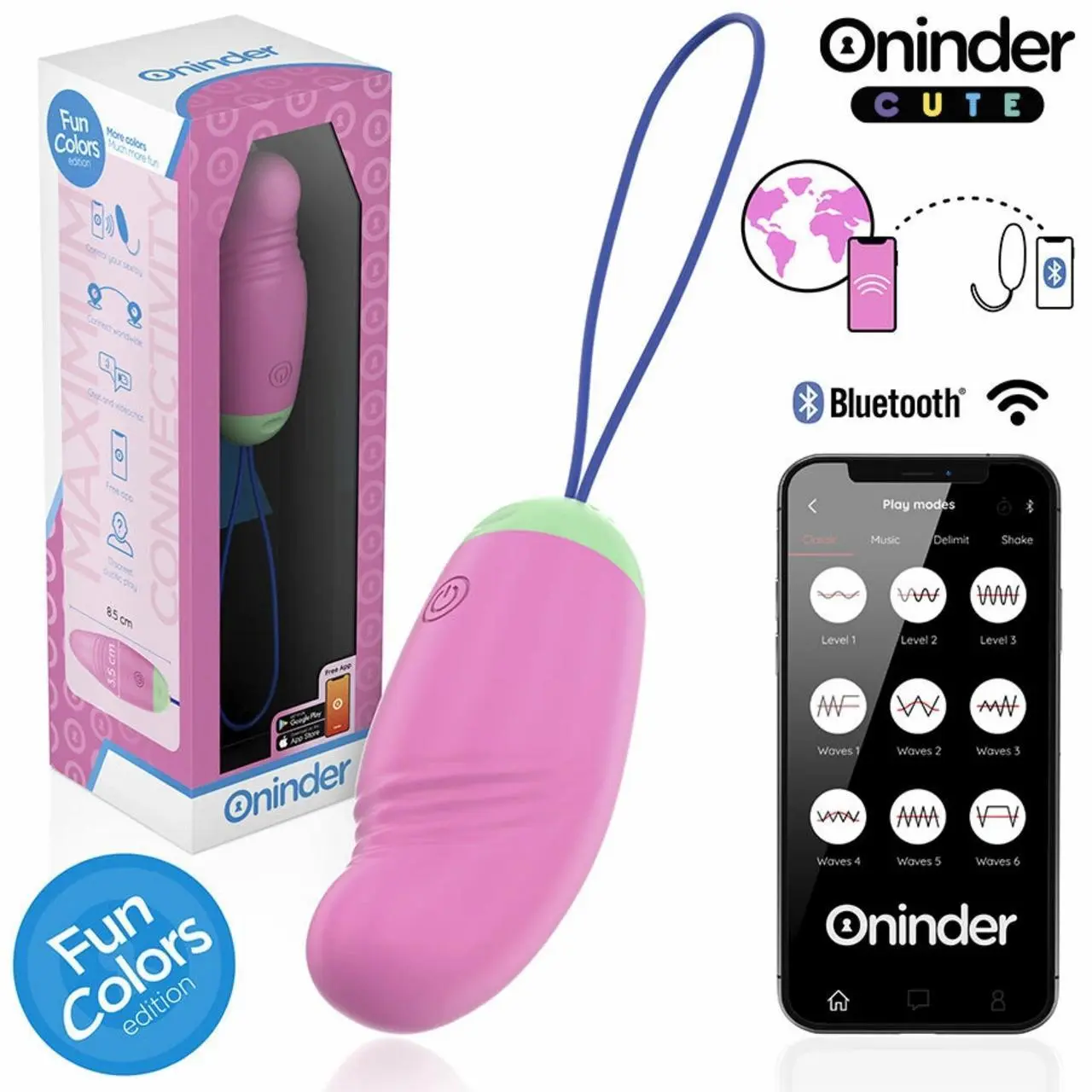 ONINDER CUTE Jajko Wibrujące 360° App IPX7 Silikonowe Kolorowe USB