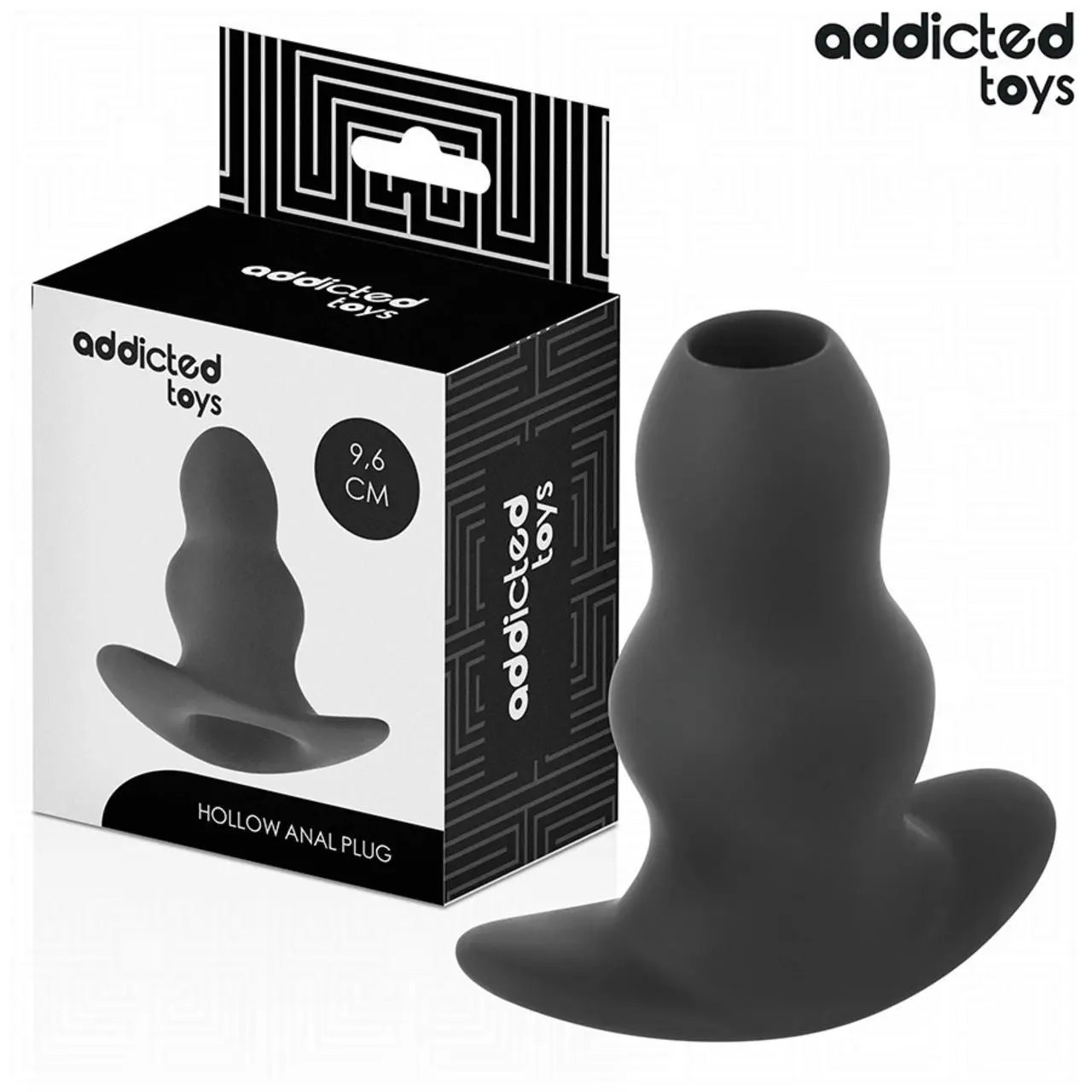 Addicted Toys Korek anatomiczny pusty M silikonowy 9,6 cm czarny
