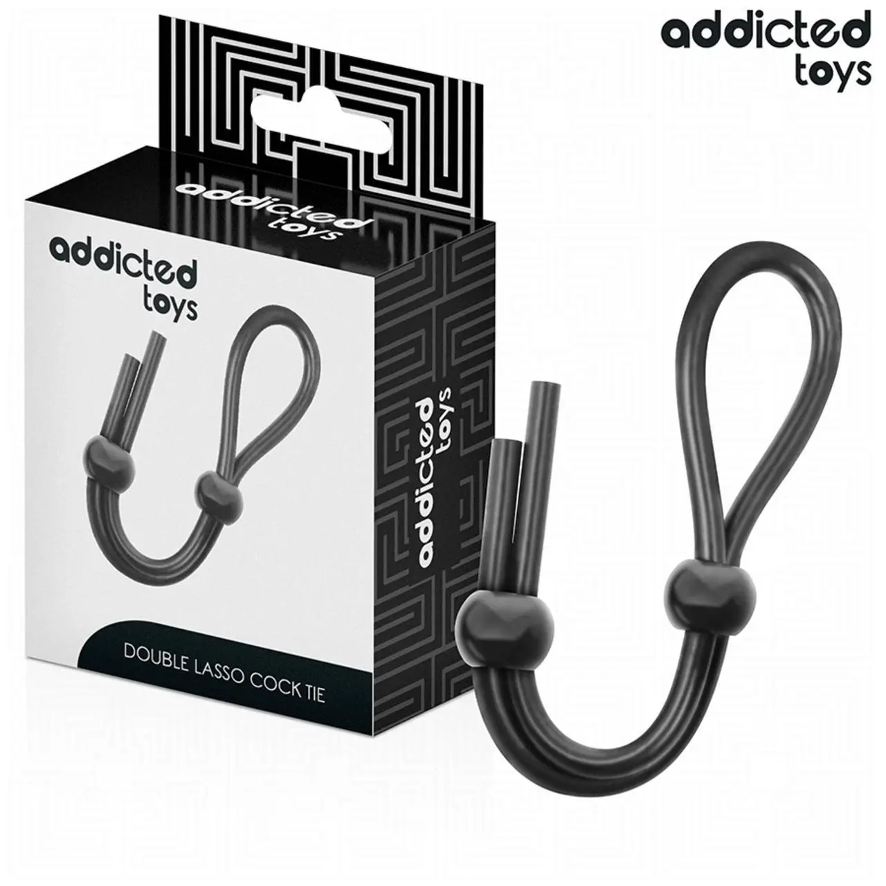 Addicted Toys Double Loop - silikonowa lina z podwojną pętlą, czarna 19,5 cm