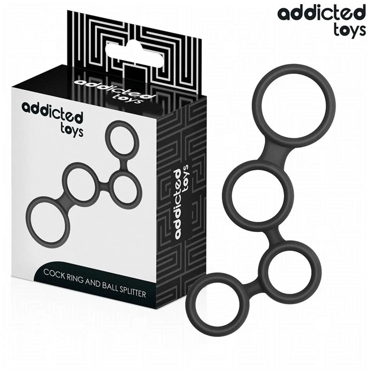 Addicted Toys - Pierścień anatomiczny z przegrodami, czarny, rozmiar uniwersalny