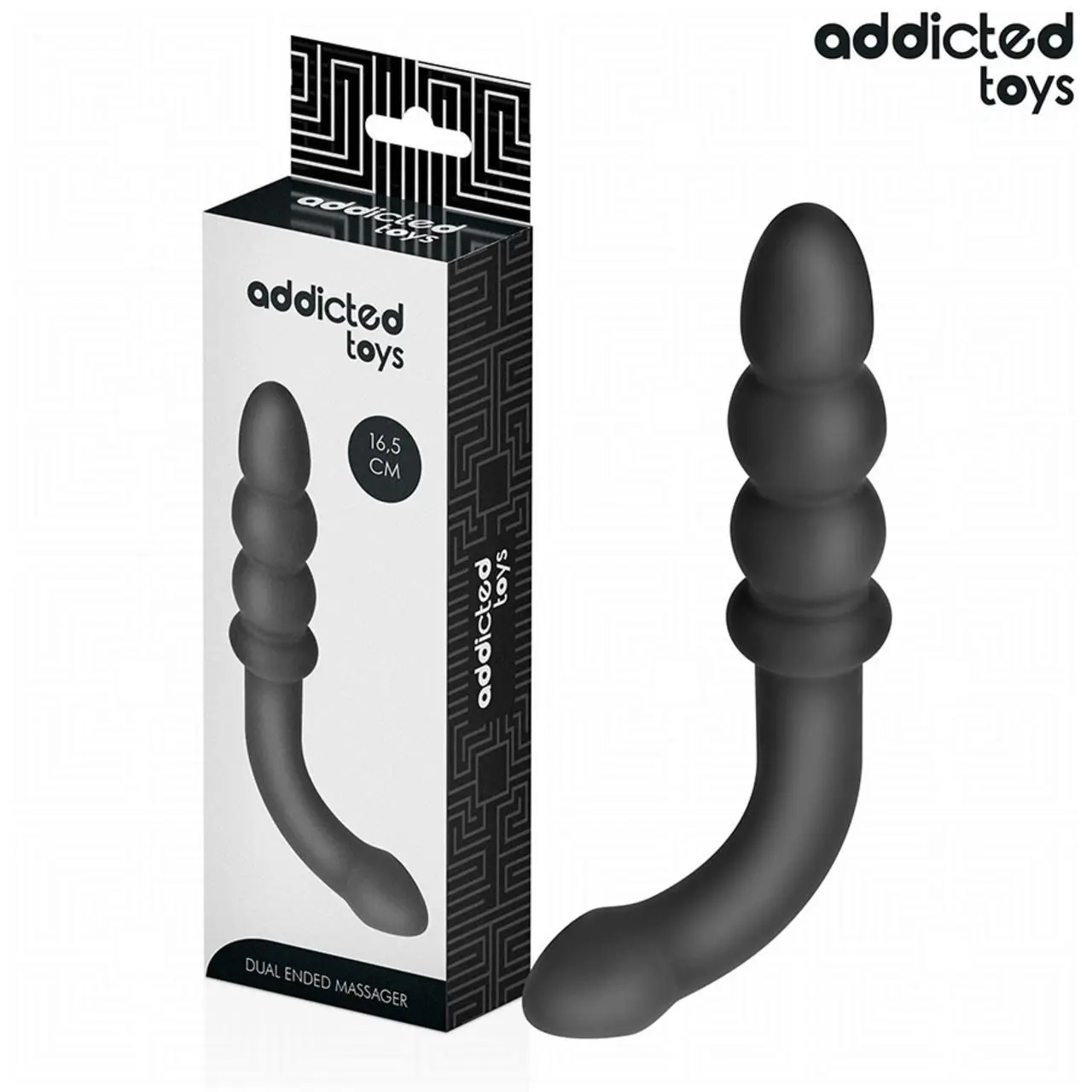 Addicted Toys Masażer Intymny Podwojny 16,5 cm Silikonowy Czarny