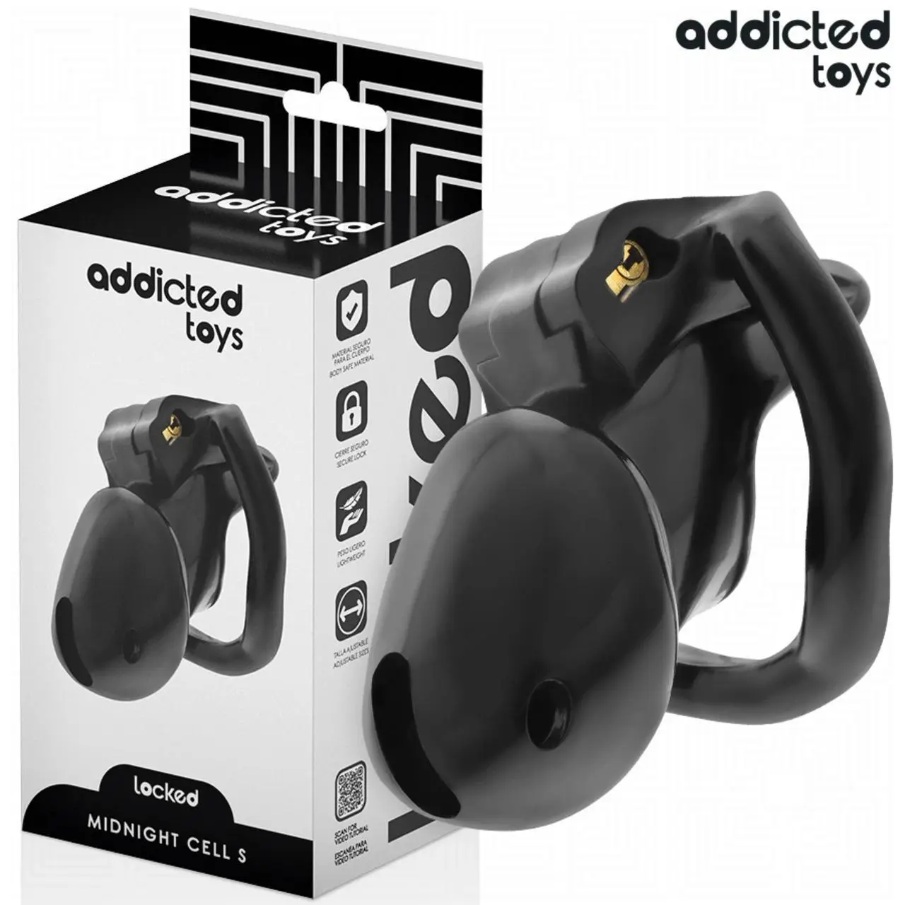 Addicted Toys Locked Midnight Cell S - system kontroli, 4 pierścienie, 4.8 cm