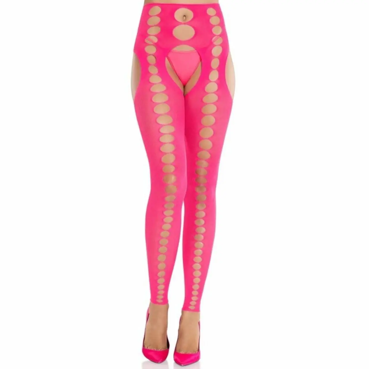 Leg Avenue Neonowe Pończochy Bezszwowe Bez Ramiączek Rożowe One Size