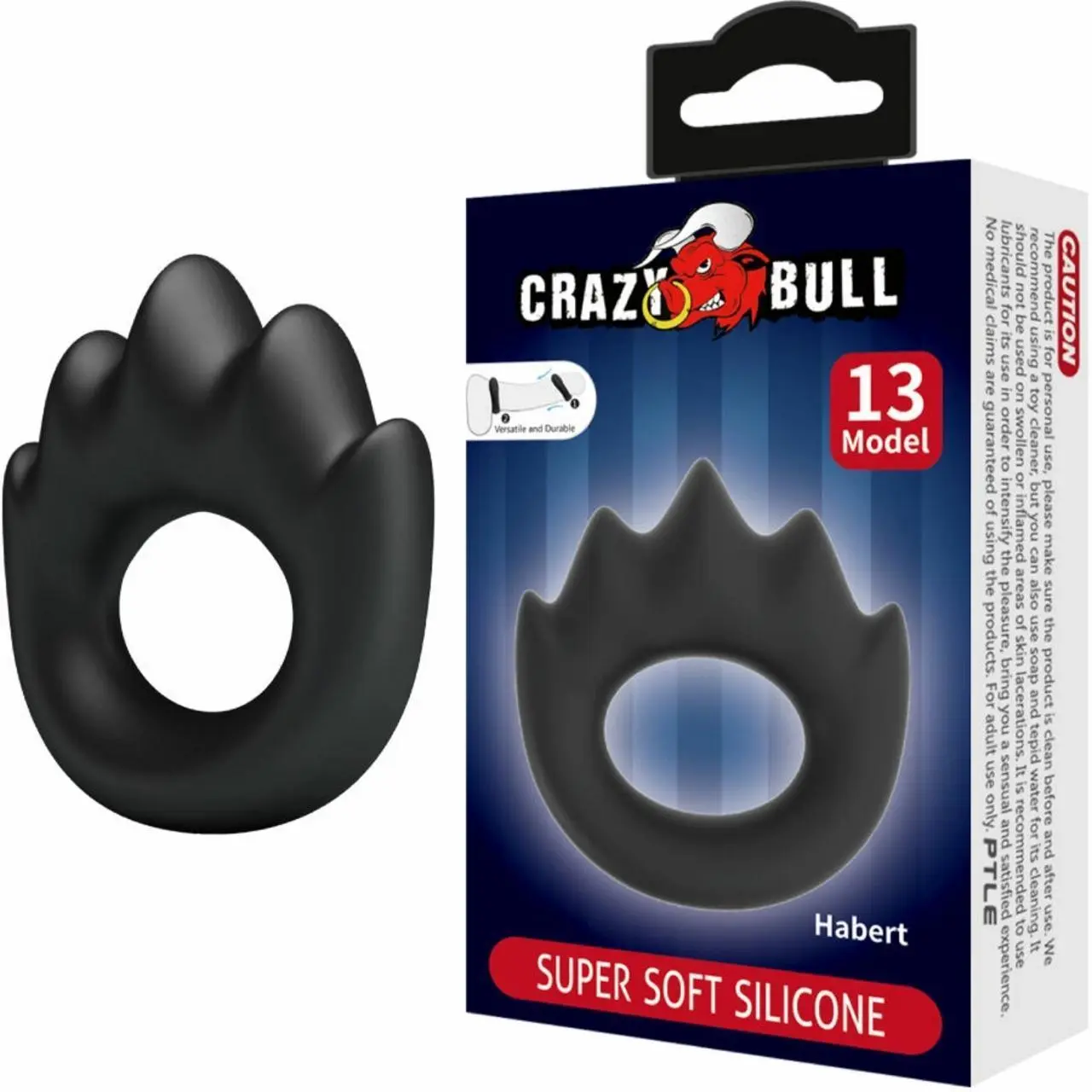 Crazy Bull Habert Model 13 silikonowy pierścień regulowany czarny 60x65mm