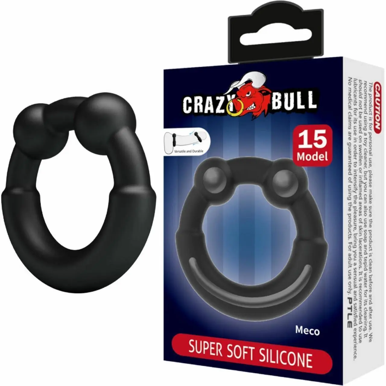 Crazy Bull Meco Model 15 - silikonowy pierścień regulowany czarny 61 mm