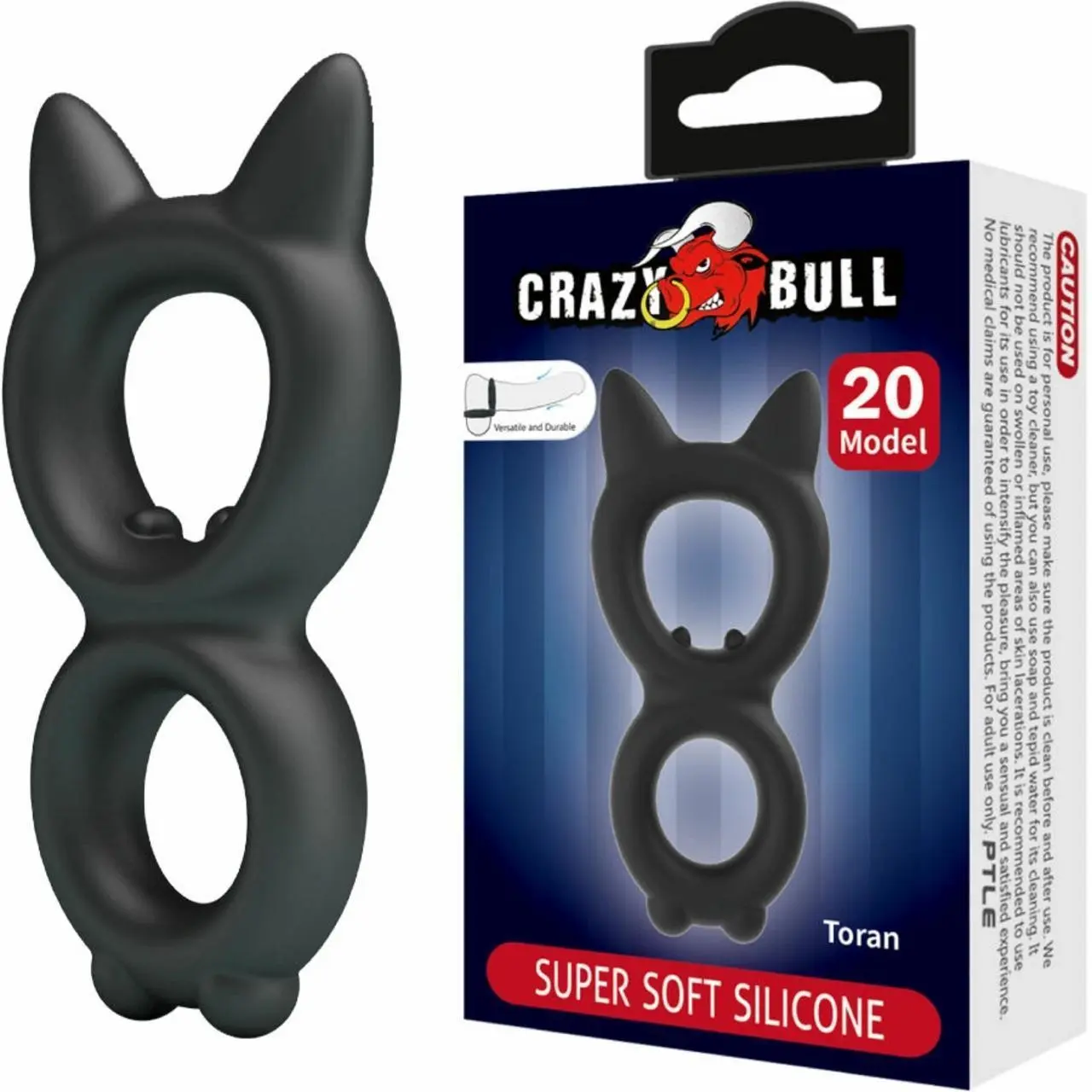 Crazy Bull Toran Model 20 silikonowy podwojny pierścień regulowany czarny