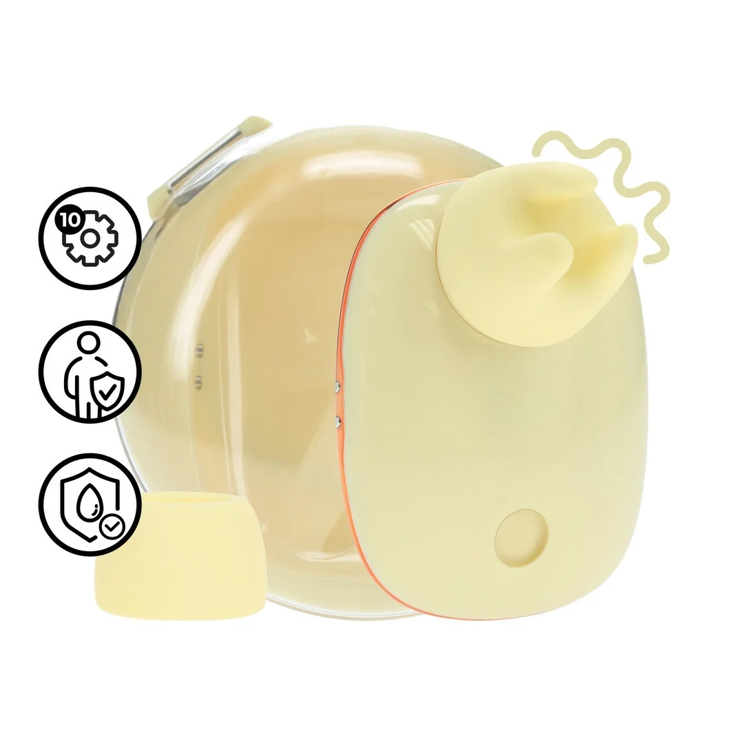 Dreamsicle Compact AirTap Vibrator żołty 2w1 z wymiennymi końcowkami