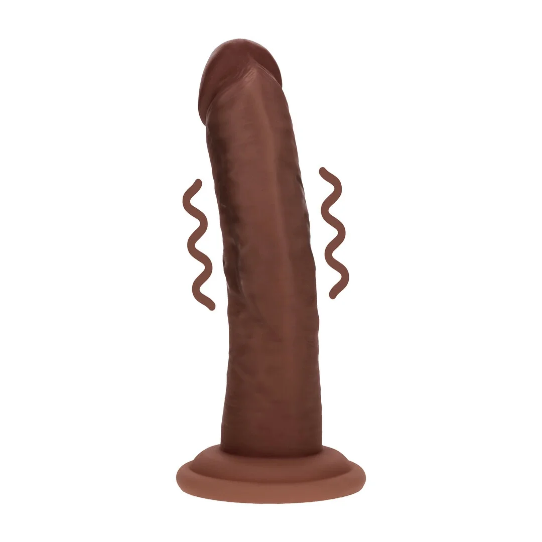 Dual Density Silicone Curved Vibrator z Przyssawką 15,5 cm Brązowy