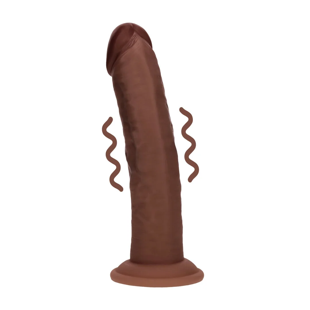 Dual Density Silicone Curved Vibrator z Przyssawką 20,3 cm Brązowy