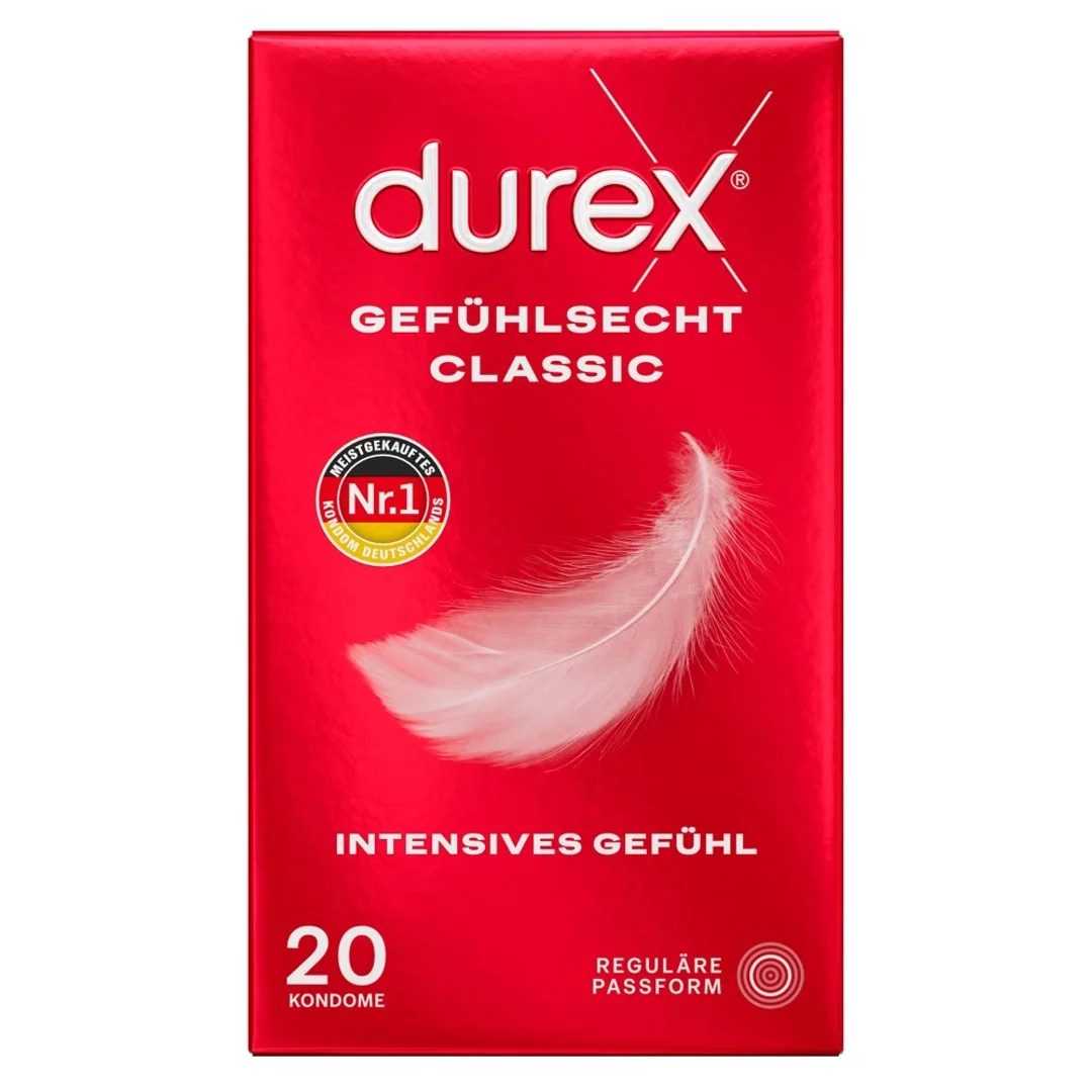 Durex Classic Lateksowe Prezerwatywy 20 szt. Wyprofilowane 56 mm