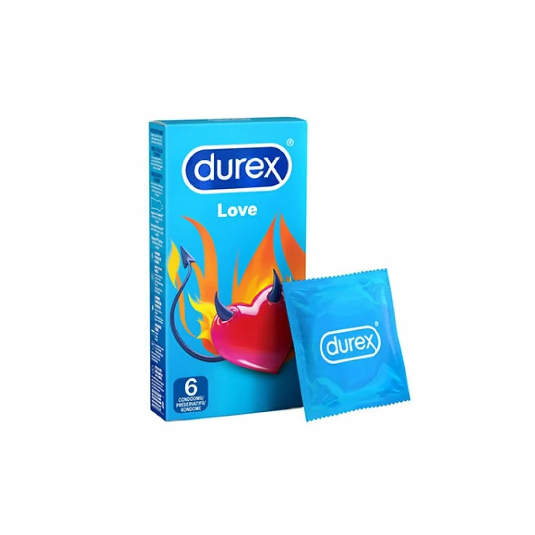 Durex Love 6 szt. - prezerwatywy lateksowe, gładkie, silikonowy lubrykant