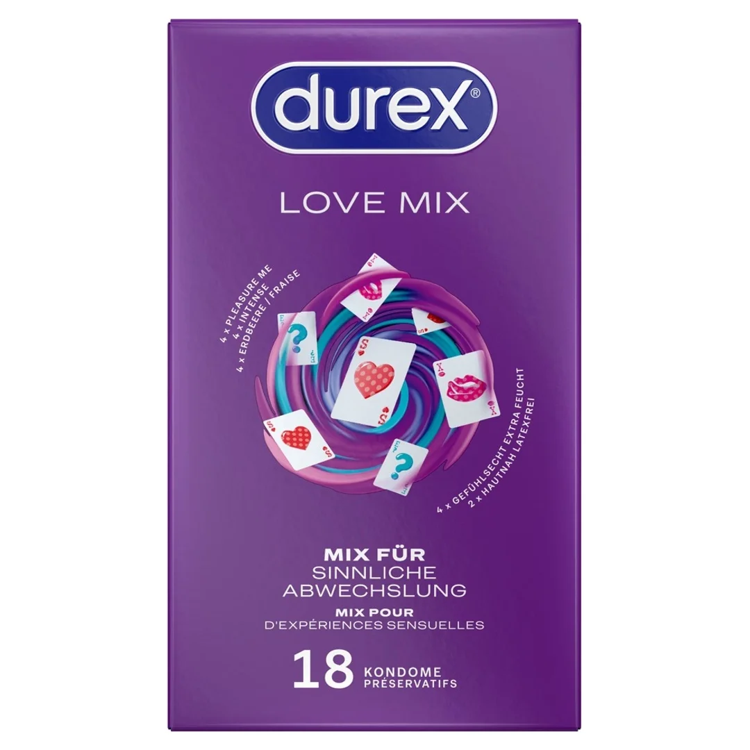 Durex Love Mix Pack 18 szt. - zestaw 5 wariantow smakowych i tekstur
