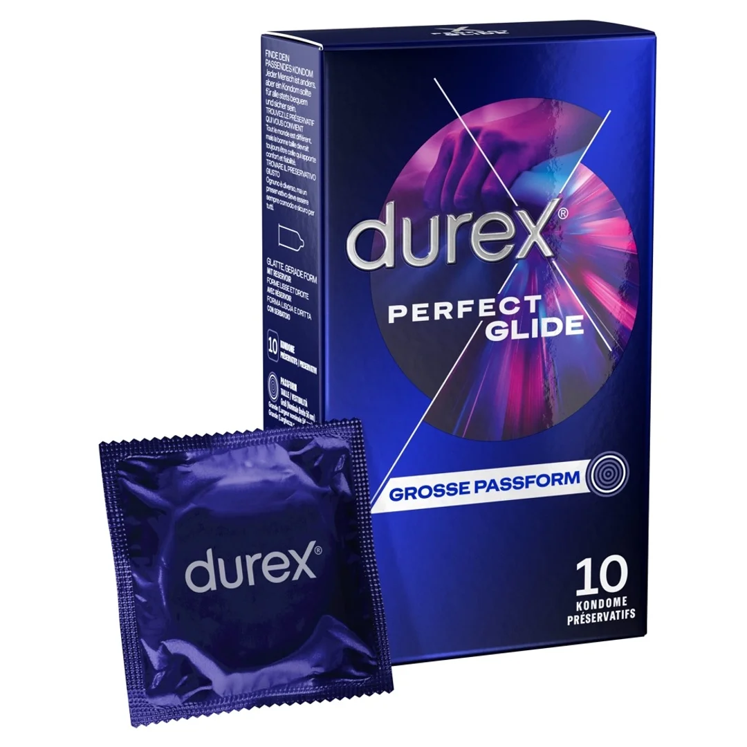 Durex Perfect Glide prezerwatywy grube, intensywnie nawilżane 10 szt.