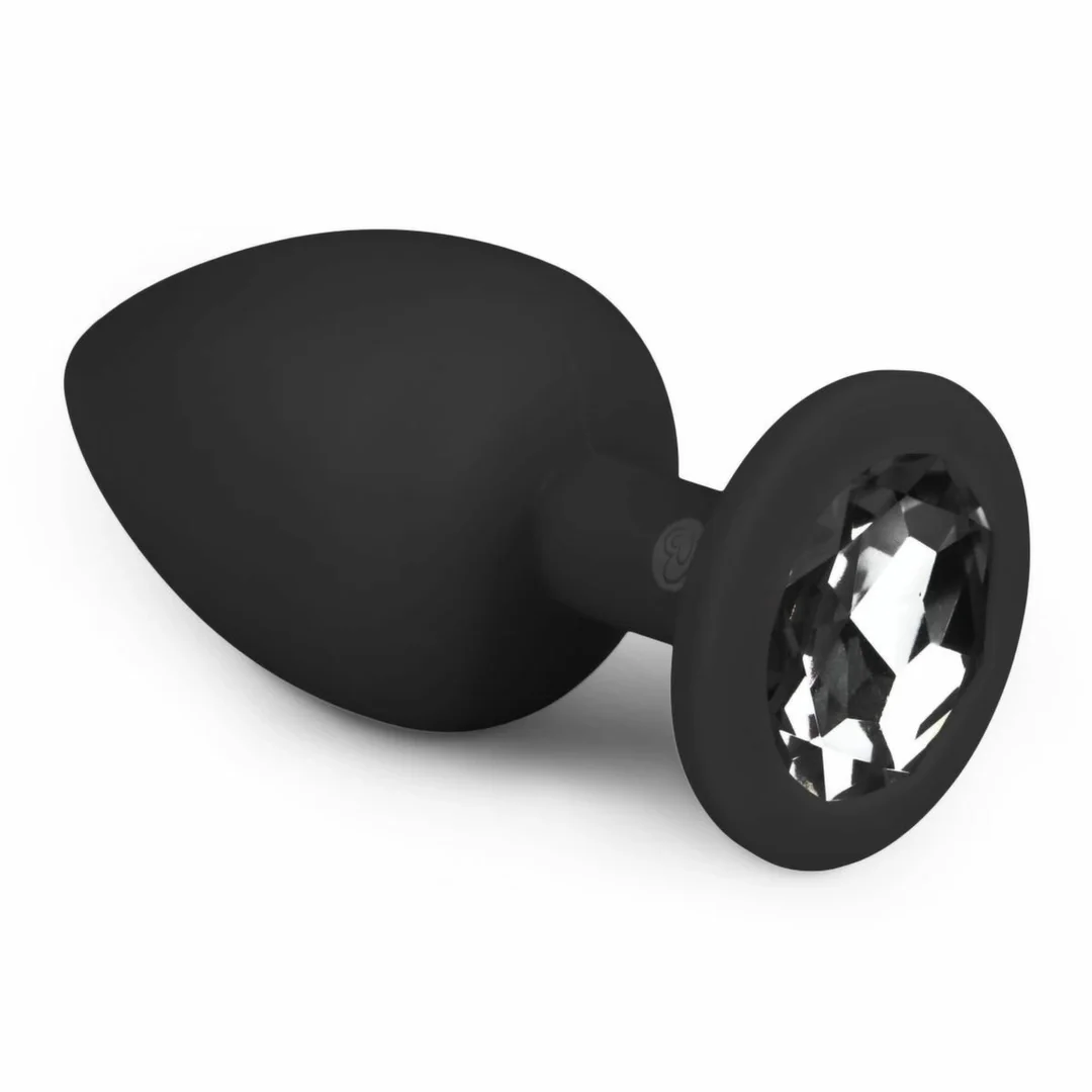 EasyToys Plug anatomiczny silikonowy Large z kryształkiem czarny