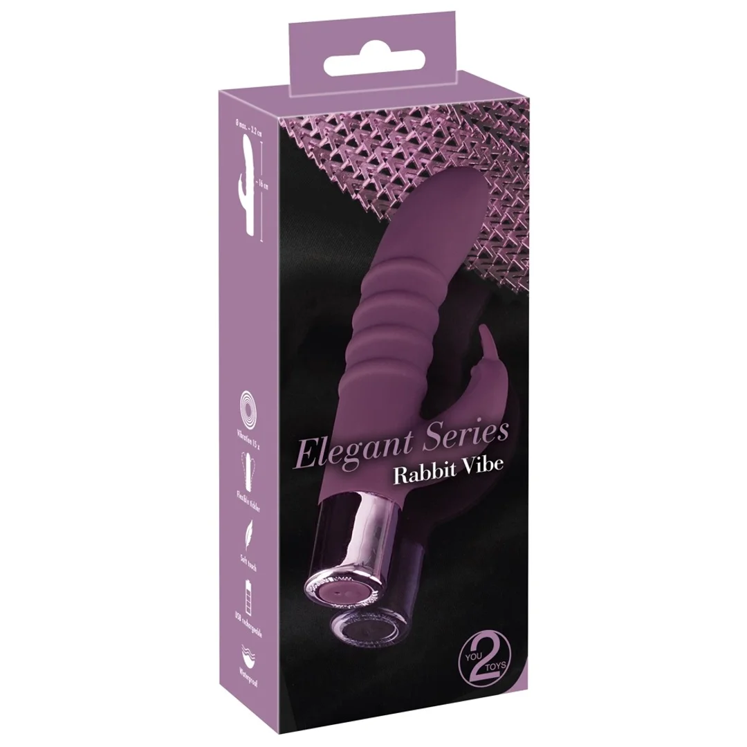 Elegant Series Rabbit Vibe Fioletowy 15 trybow - silikonowy, ładowalny