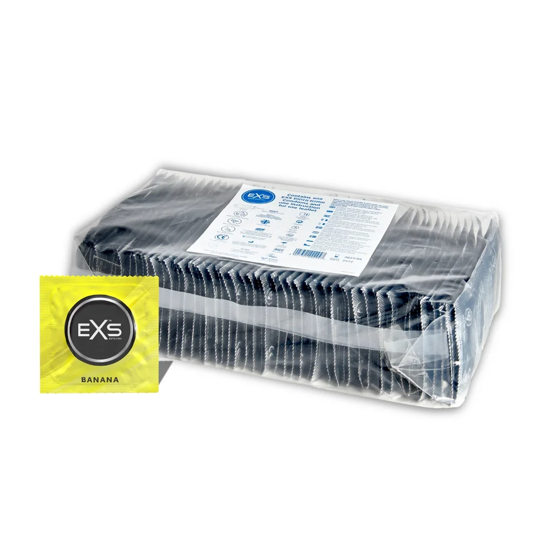 EXS Banana Flavour prezerwatywy 100 sztuk aromatyzowane żołte 54 mm