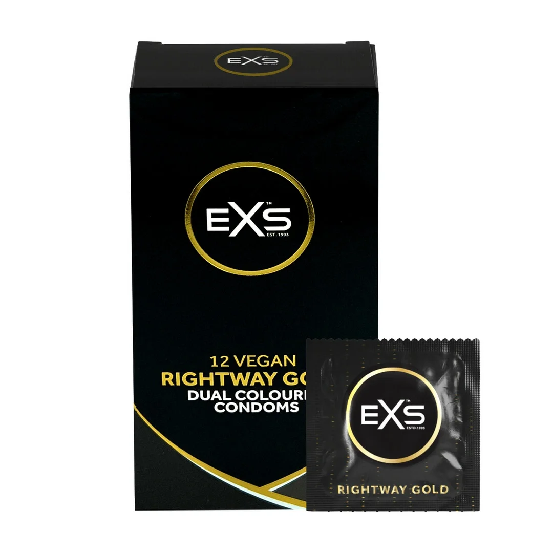 EXS Rightway Gold precyzyjne prezerwatywy dwukolorowe 12 sztuk