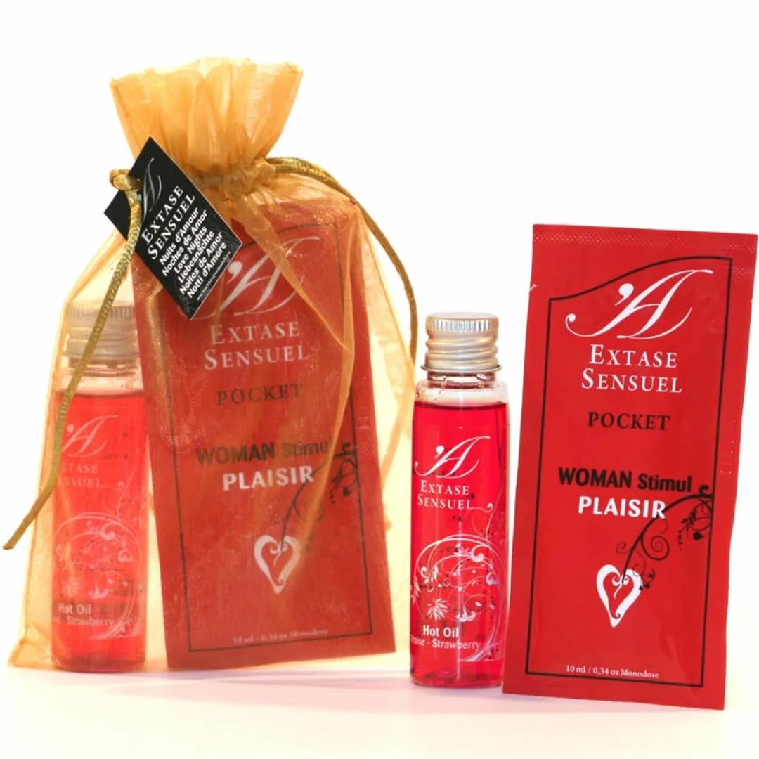 Extase Sensual Set Nuits d'Amour - Zestaw podrożny z olejkiem truskawkowym