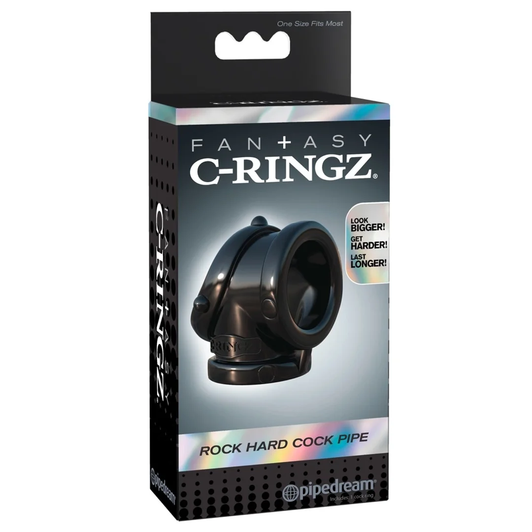 Fantasy C-Ringz Czarny elastyczny pierścień intymny z TPR 7cm