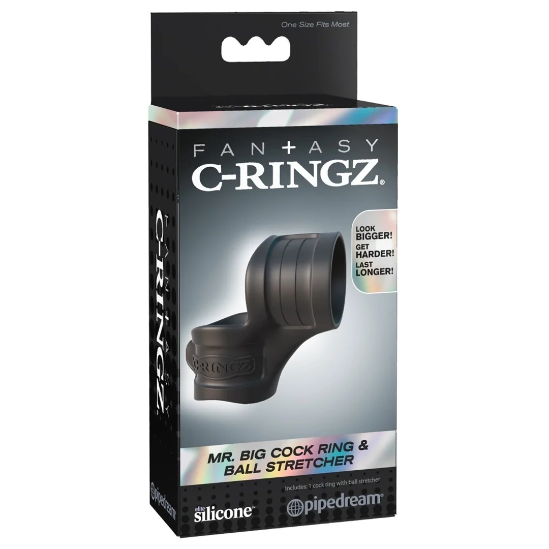 Fantasy C-Ringz Czarny Pierścień Silikonowy z Elementem na Jądra 7,5 cm