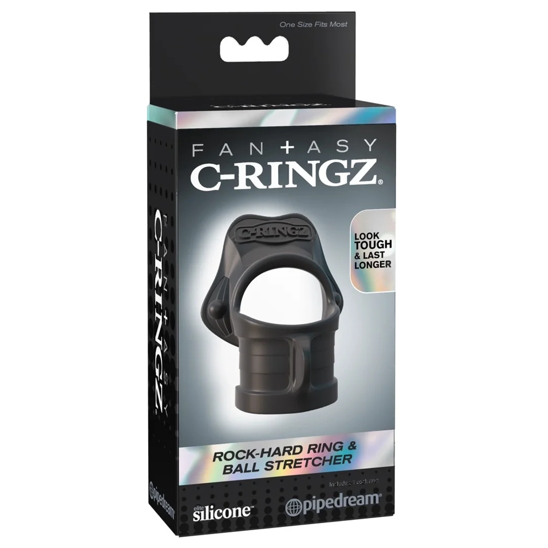 Fantasy C-Ringz Czarny silikonowy pierścień podwojny 3,8/3,3 cm