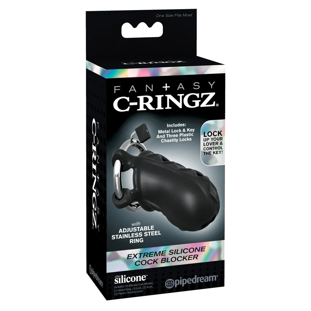 Fantasy C-Ringz silikonowa klatka z zamkiem i pierścieniem 9,5 cm