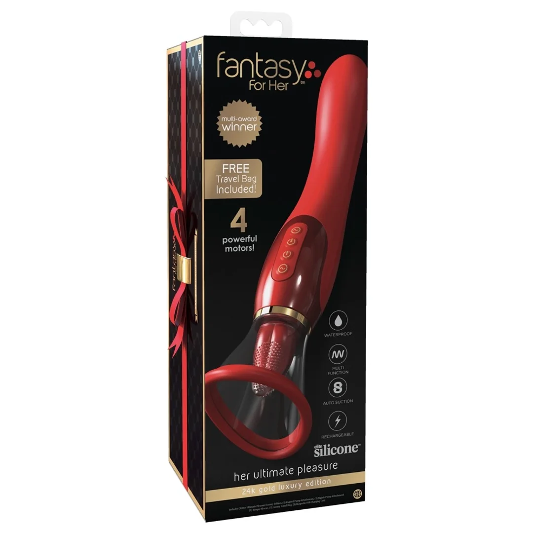 Fantasy For Her 3w1 - Wibrujący model z funkcją ssącą, fioletowy