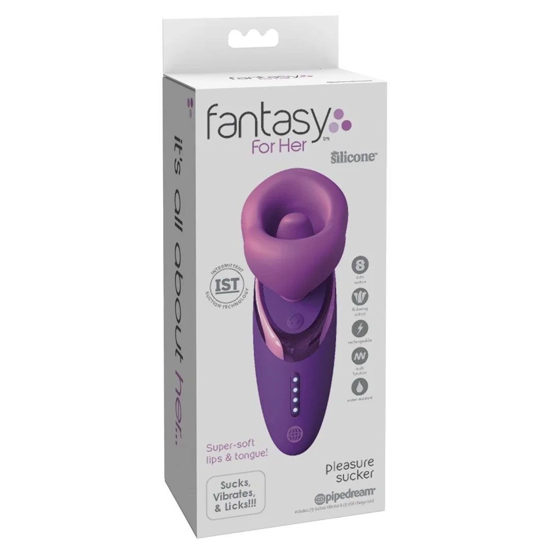 Fantasy For Her Pleasure Sucker Purple - Model z przyssawką i językiem, silikon