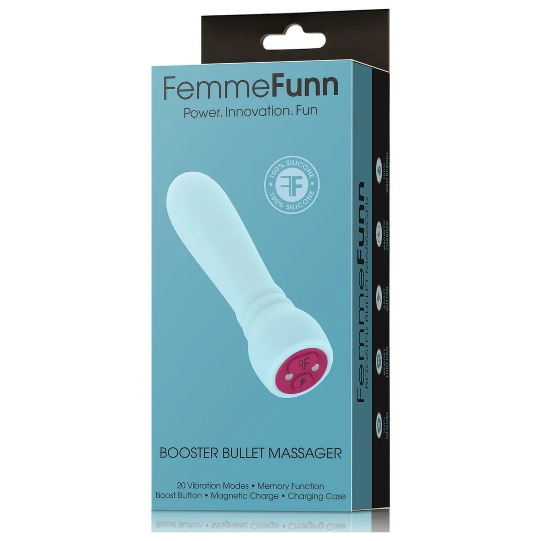 FemmeFunn Booster Bullet Light Blue - kompaktowy masażer 20 trybow, etui ładowane magnetycznie